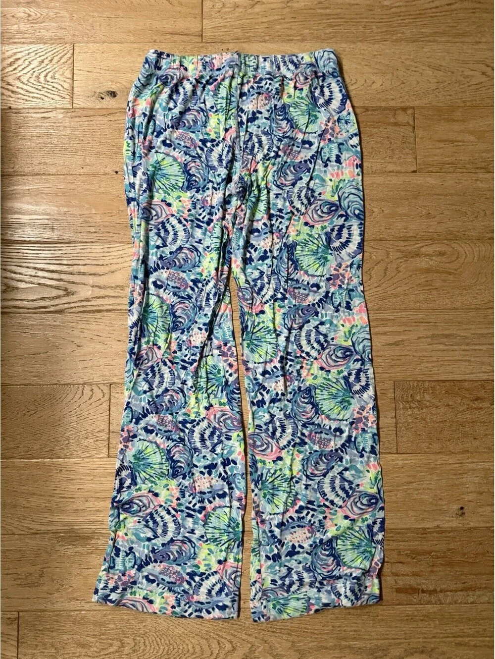 Lily Pulitzer Viscose Pajama Pants Women's Size S Blue Aqua Pink Green Shells